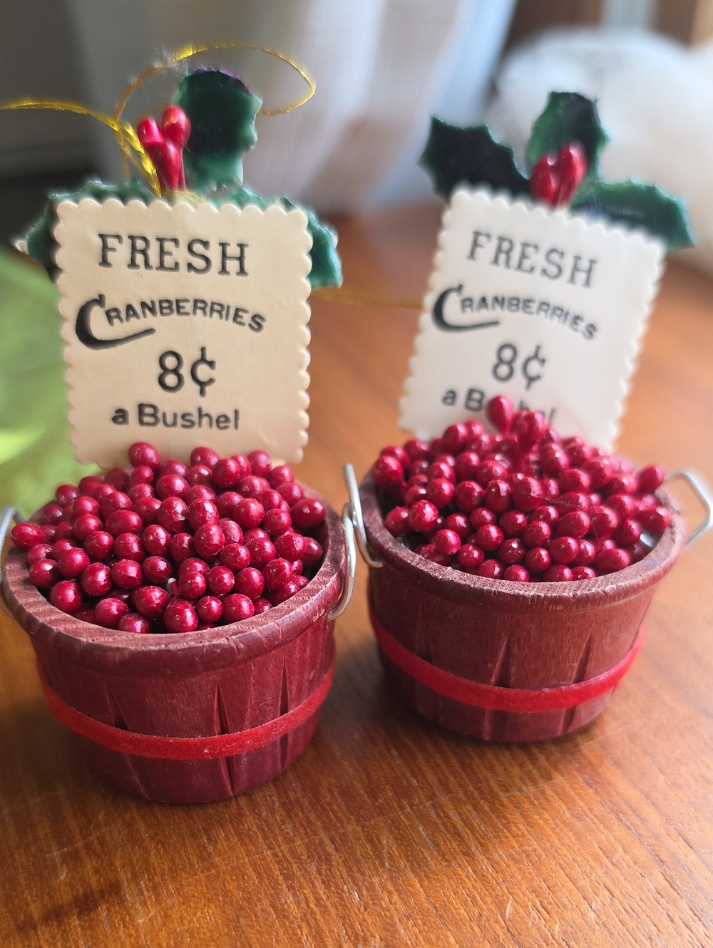 VTG Kurt S. Adler Holiday Minature Cranberry Bushel Ornaments Set Of Two 1980